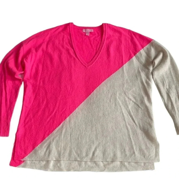 Lilly Pulitzer 100% Cashmere Alessandra Colorblock Tunic V Neck Sweater, sz S/M - Picture 1 of 11